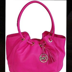 Michael Kors pink east west leather ring tote